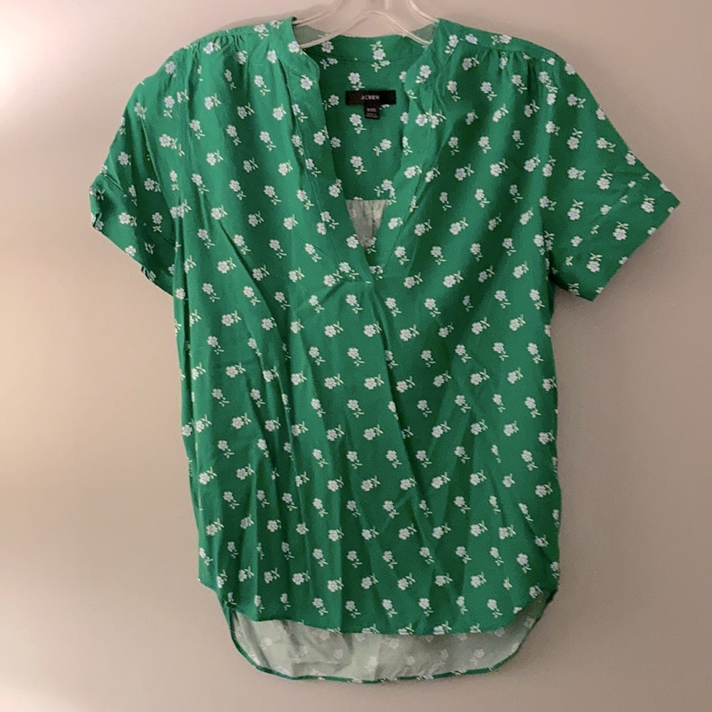 J. Crew Green Dainty Floral Top